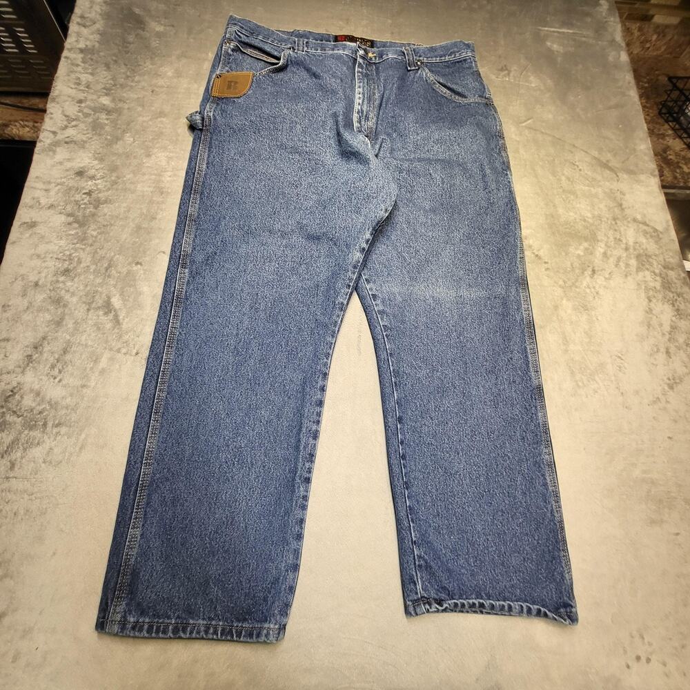 Wrangler DuraShield Jeans Mens 42x30 Blue Medium Wash Relaxed Fit Straight Denim